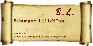 Biburger Liliána névjegykártya